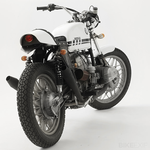 BMW R100 RS Dunlop K70 Vintage tires and perforated sideplates add to the